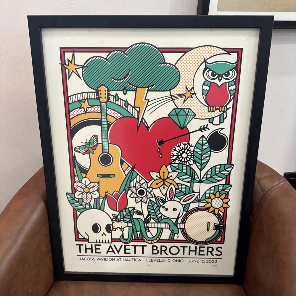 Avett Brothers 2022 Cleveland Nautica Poster 52/150 Framed