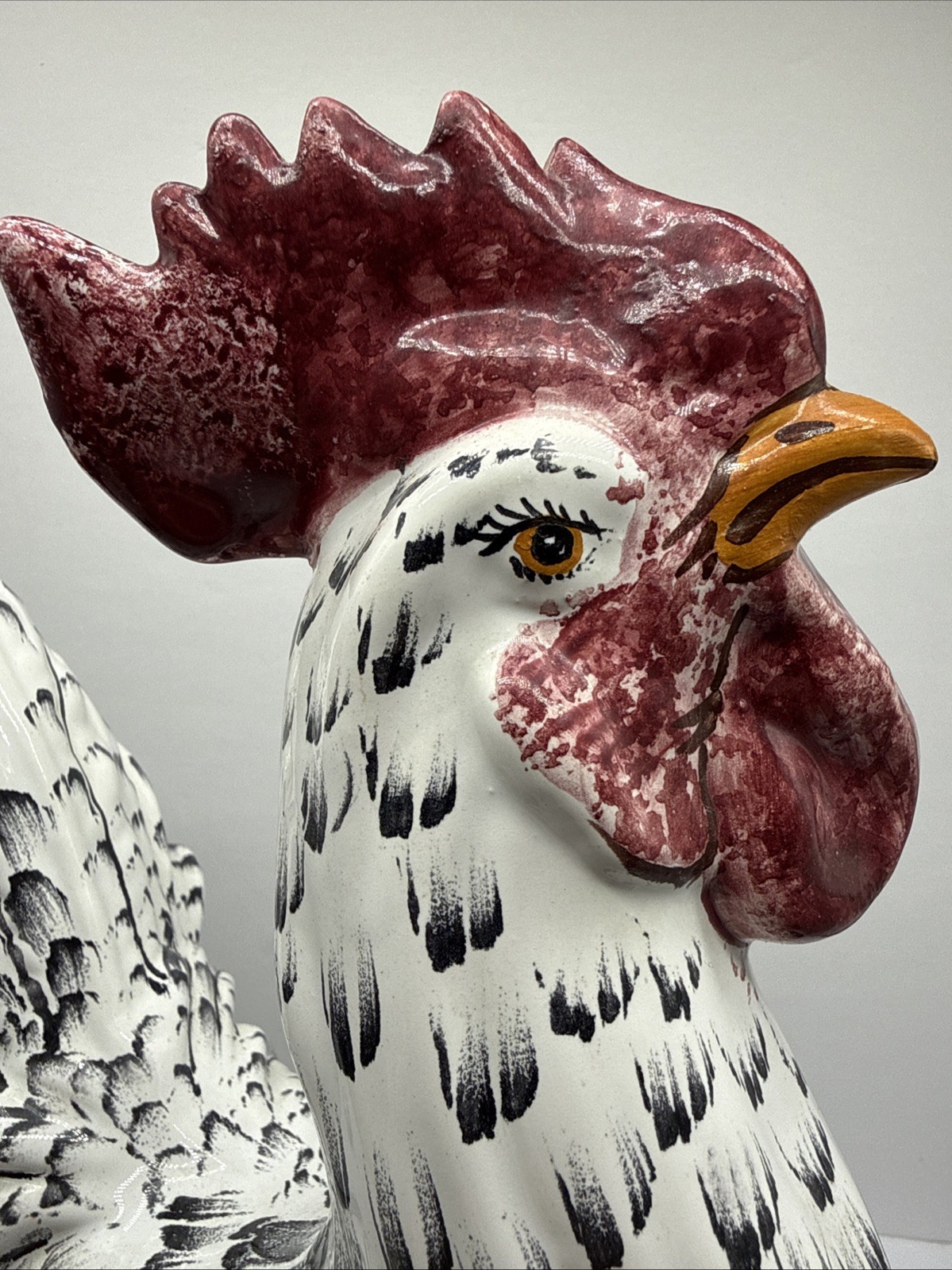 Stunning Speckled Rooster Sculpture-Italy Intrada Ceramic-16"H