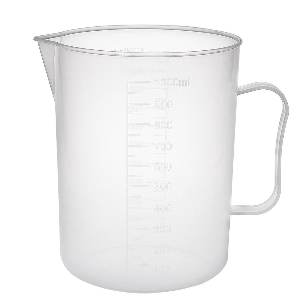 Laboratory Clear 1000mL PP Plastic Graduated Measuring Cup Handled Beaker