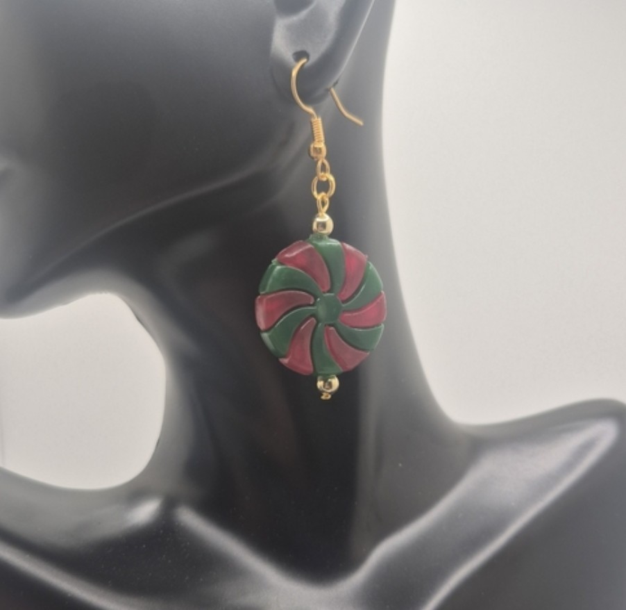 Red & Green Peppermint Earrings