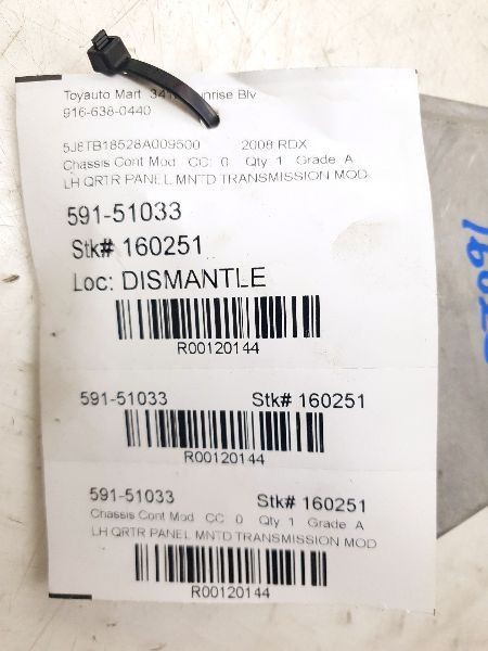 08-12 ACURA RDX TRANSMISSION CONTROL MODULE ECM ASSEMBLY