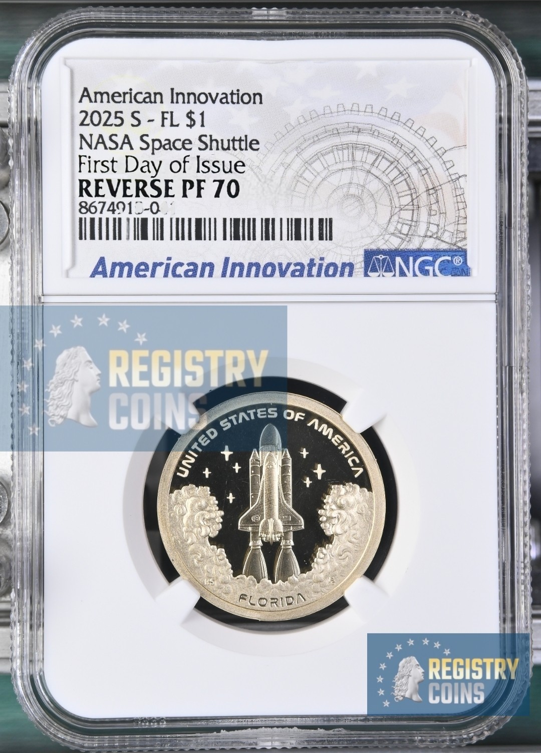 2025 S REVERSE PROOF AMERICAN INNOVATION TX FL AR MI NGC PF70 First Day Issue %