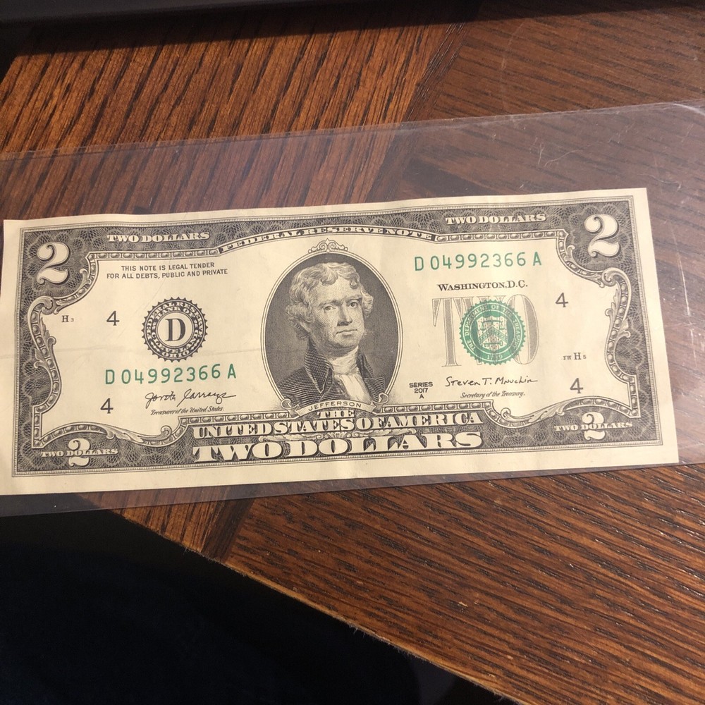 2017 A Two Dollar Bill ($2.00) Currency Green Seal