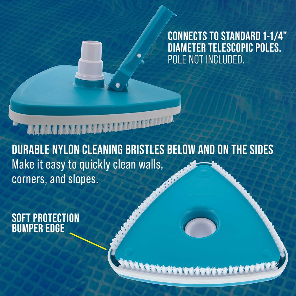 Weighted Triangular Pool Vacuum Head, Swivel Connection, Above Ground, Inground