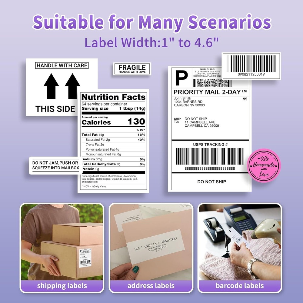 Phomemo 4X6 Shipping Label Printer Bluetooth Label Thermal Printer +500X Labels