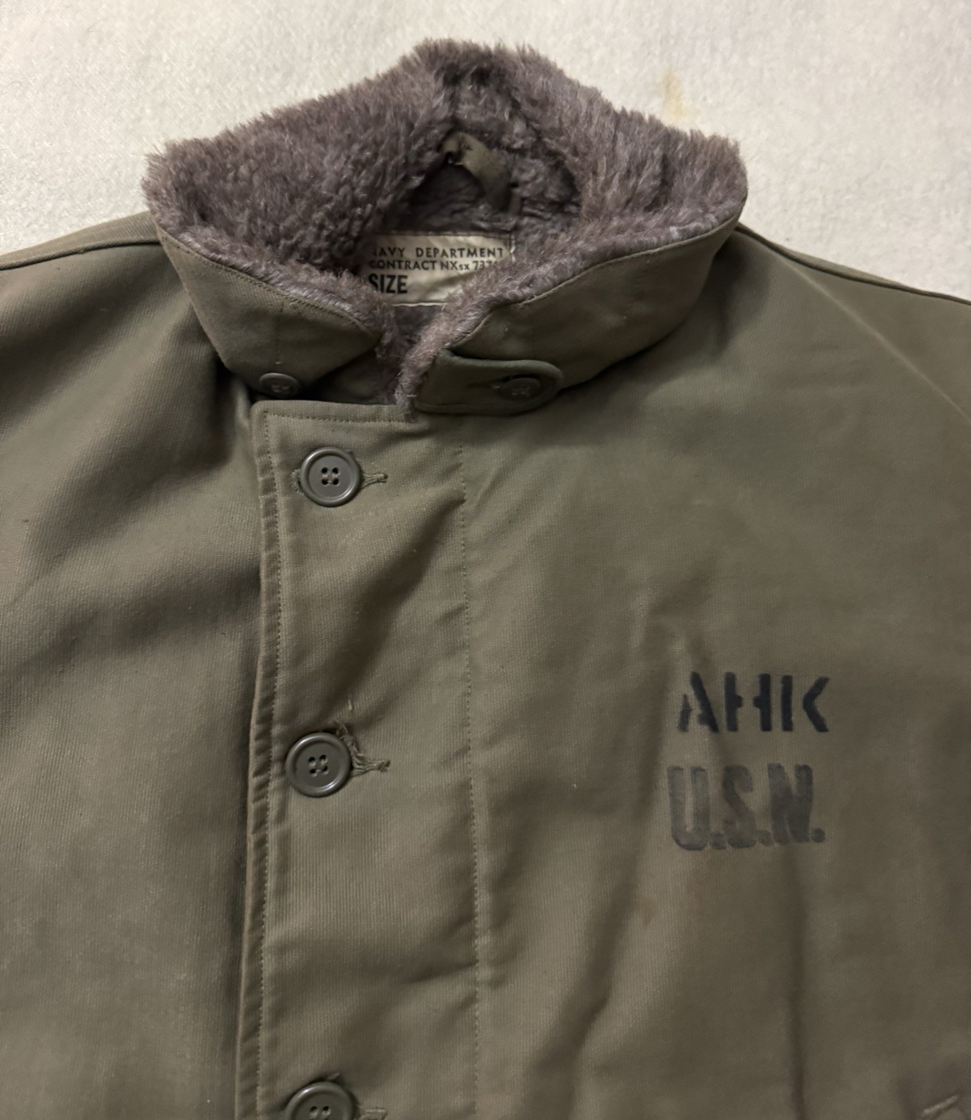 Vintage WW2 40s USN US Navy N1 Deck Jacket Size 38 Medium M Named NXsx 73744