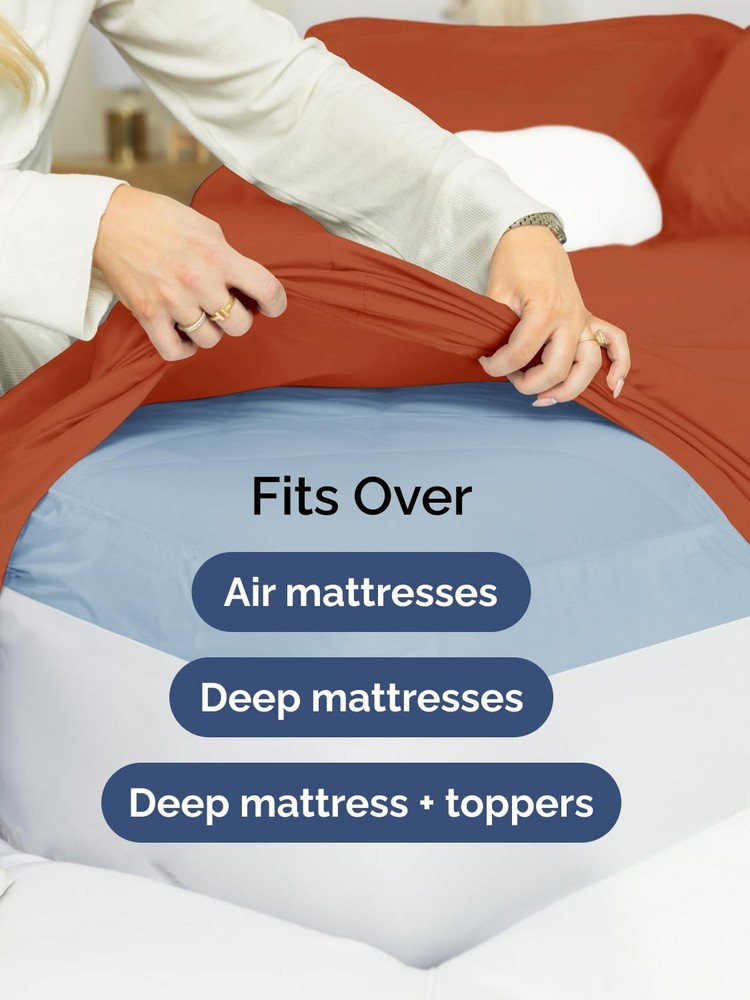 Extra Deep Twin Fitted Sheet - Hotel Luxury Single Fitted Sheet Only - Easily...