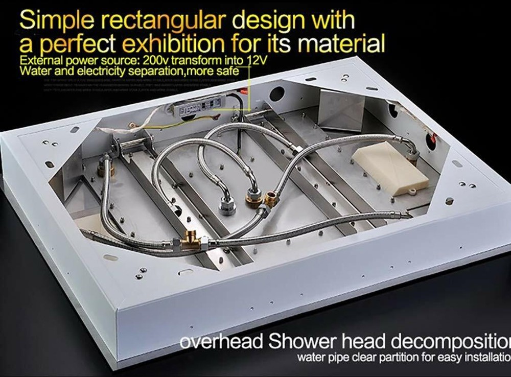 23" x 31" LED Waterfall Rainfall Shower System Remote Control, Massage, Spa