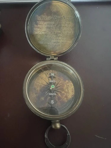Large Brass English Compass For Navigation Victorian Style