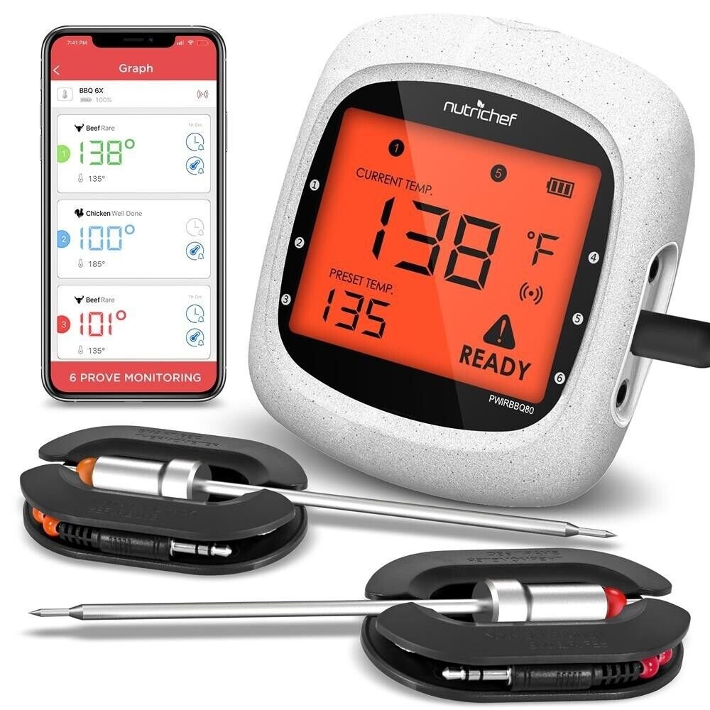 Nutrichef Bluetooth Wireless BBQ Digital Thermometer