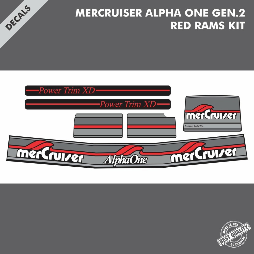 2016 MERCRUISER ALPHA ONE GEN.2 COMPLETE DECALS KIT RED RAMS STICKER SET|79