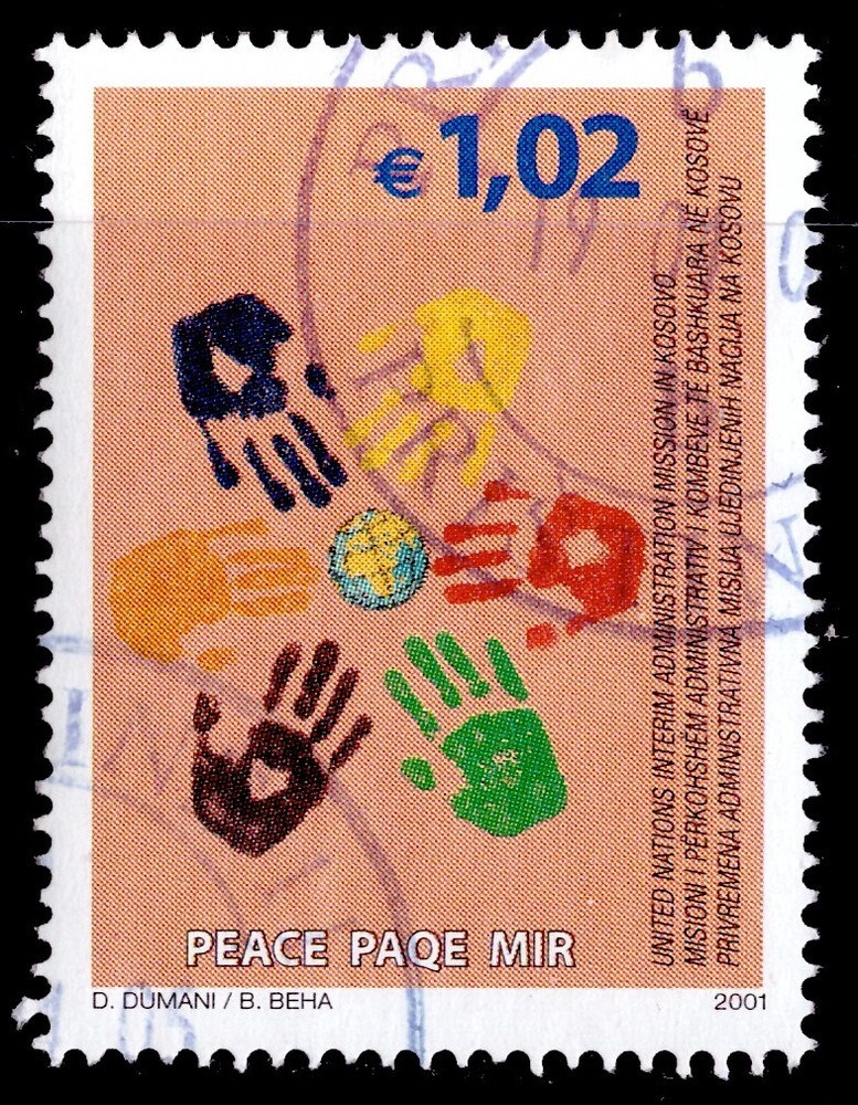 Kosovo UN Interim Admin #15 Globe and Handprints €1.02 (2002) USED [A]