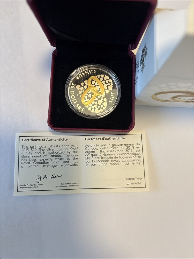 2015 $20 Fine Silver Coin Wedding