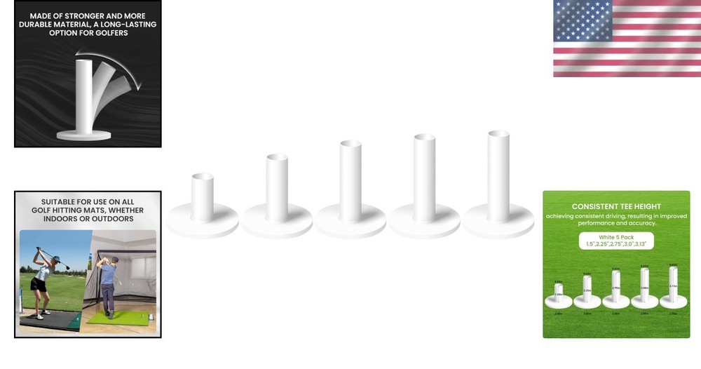 Golf Rubber Tees 5 Pack - Mixed Sizes for Ultimate Practice Versatility