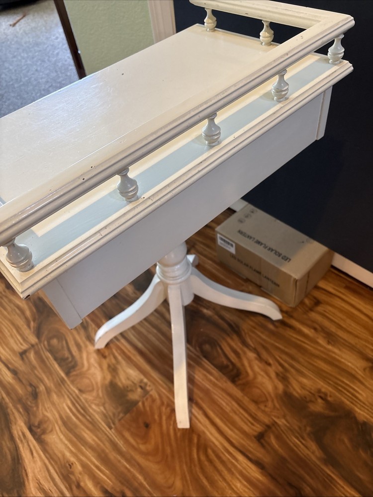 VTG-French Rectangular Accent Table With Drawer-white Chippy-very Cute!