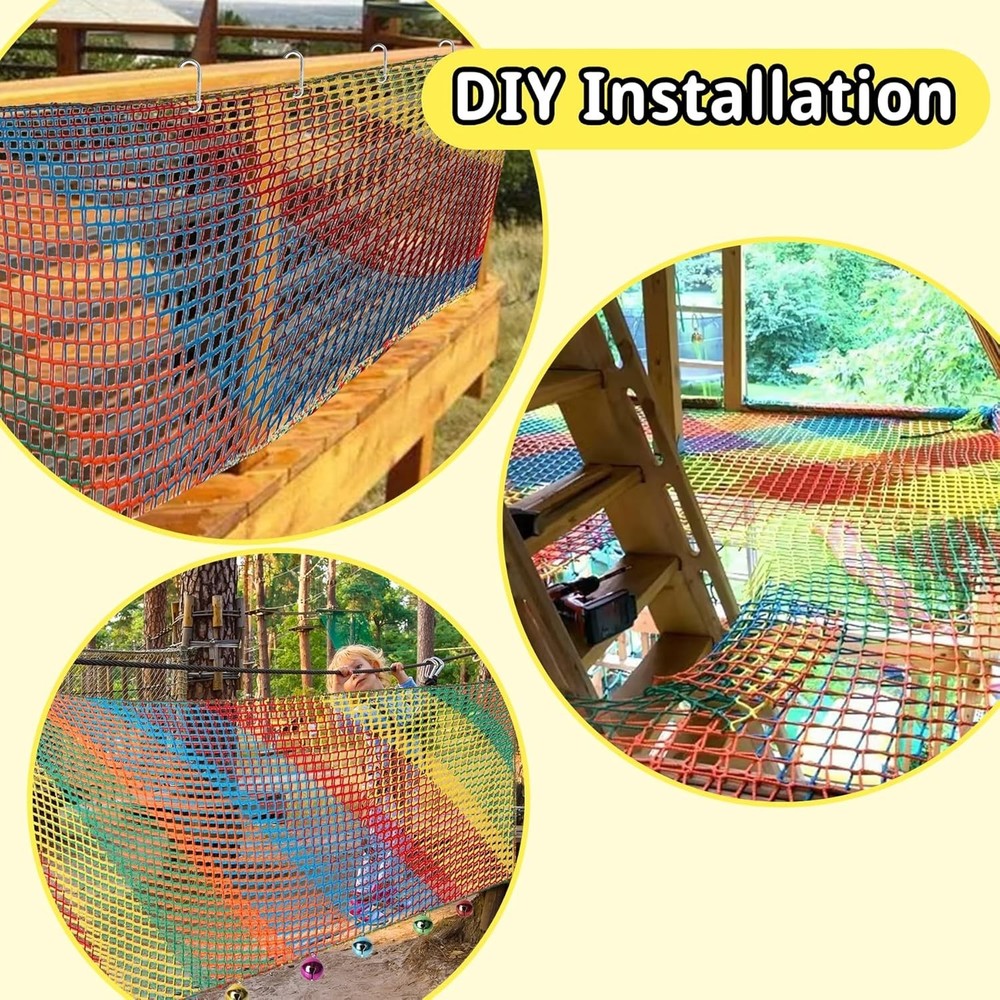 Climbing Net 6.5' x 9.8', Double Layer, Multicolor