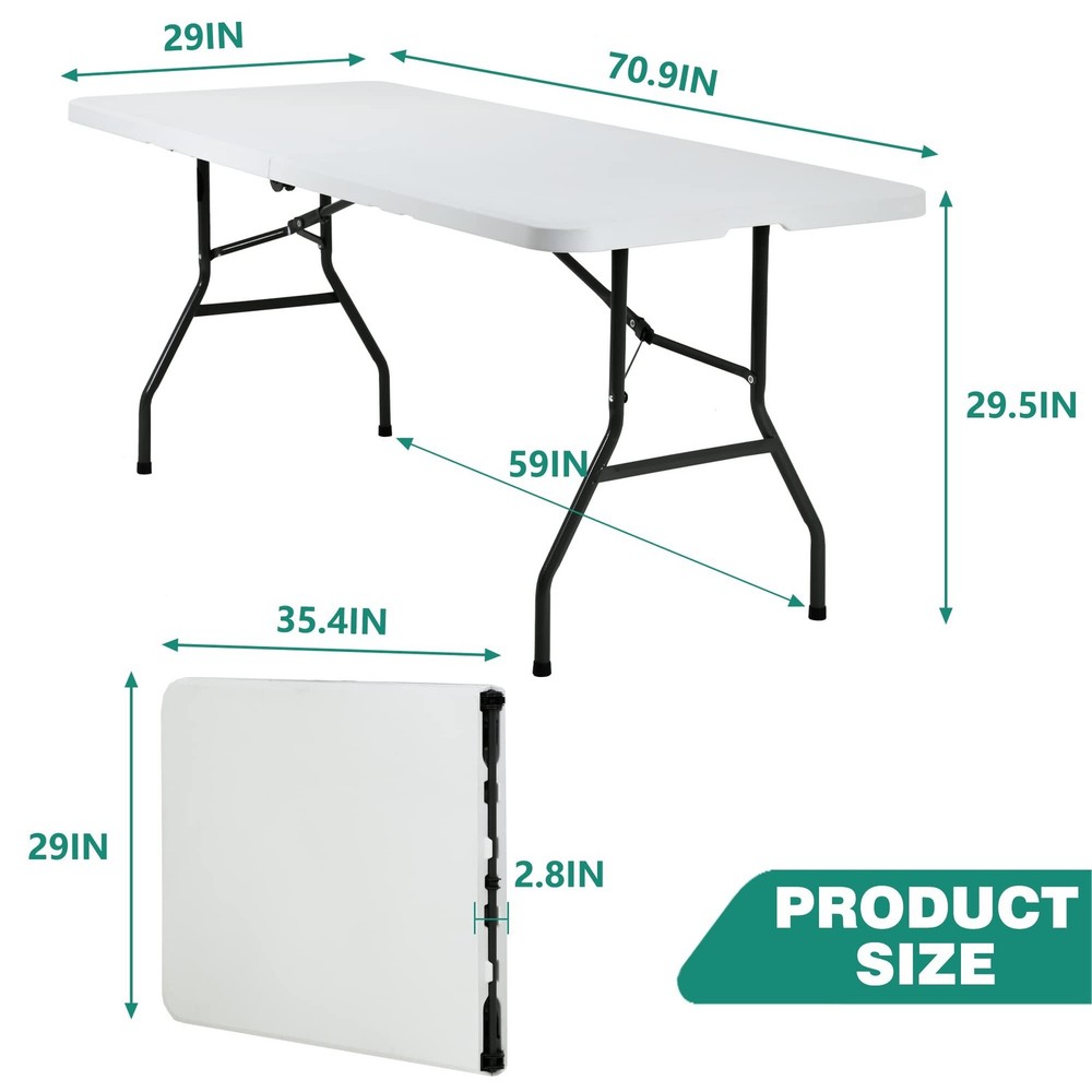 PayLessHere Folding Table Plastic Picnic Table for Parties Wedding Camping Of...