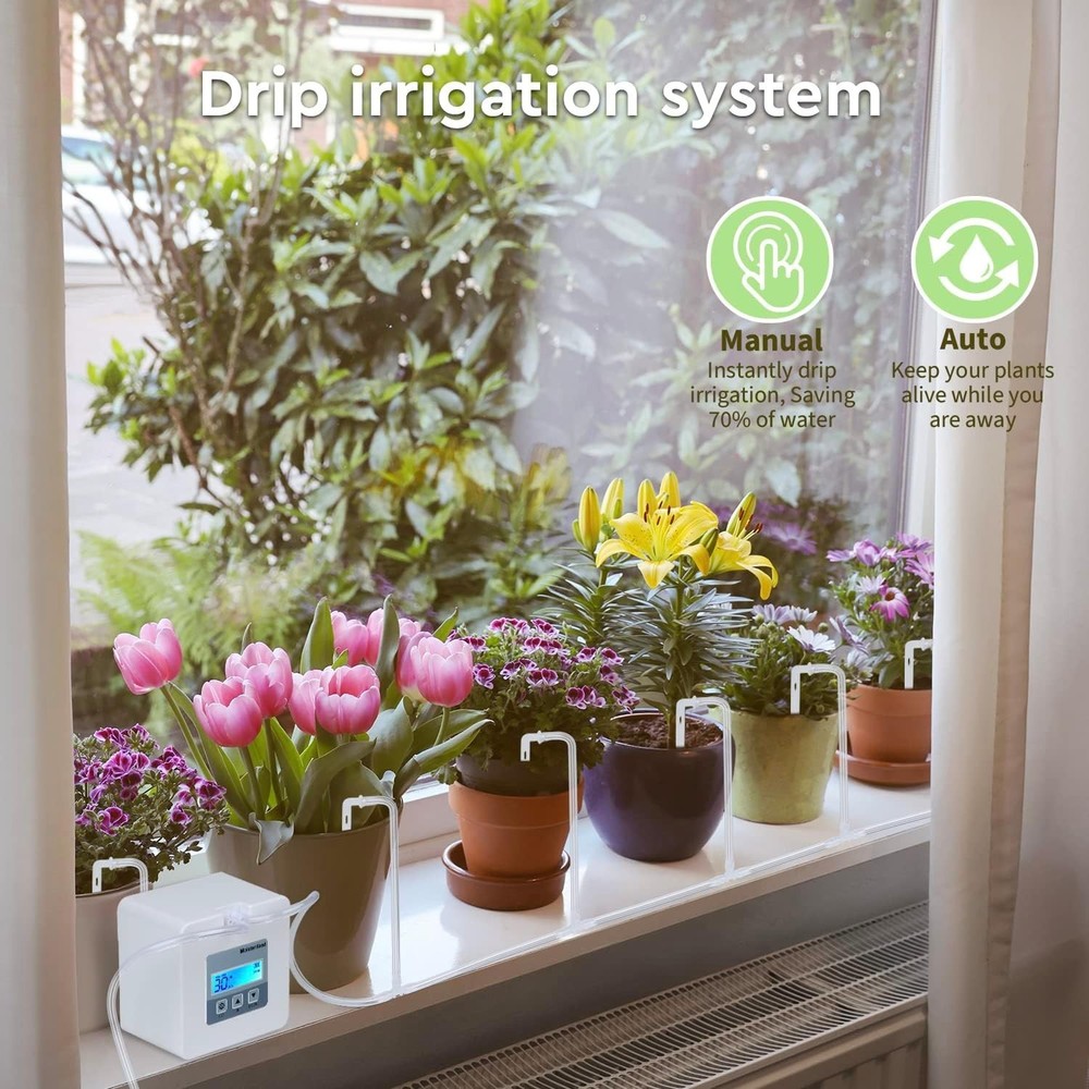 Automatic Drip Irrigation Kit for Indoor Plants with Programmable Water Timer