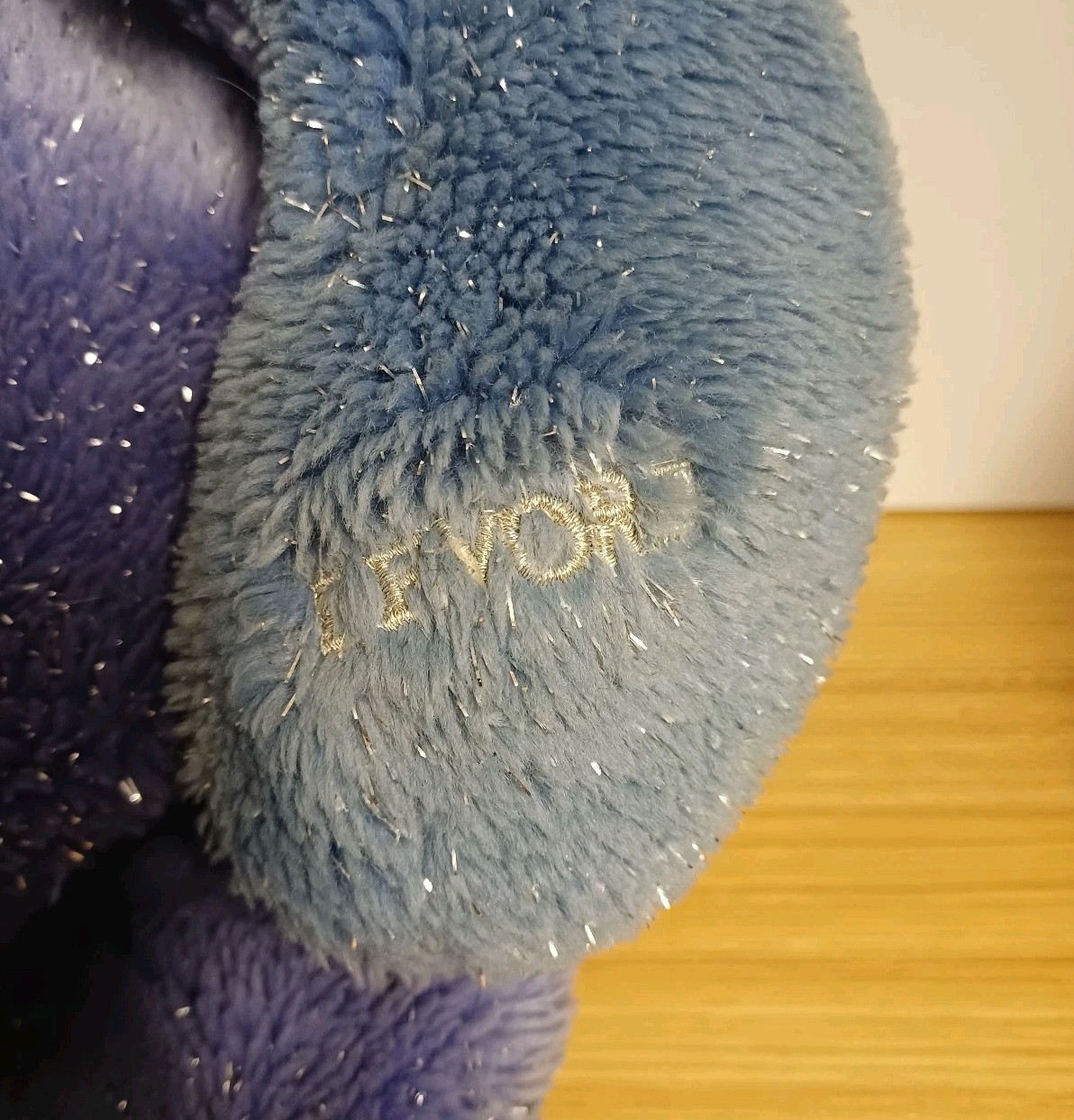 Disney Store Eeyore Sparkly Plush Backpack Adjustable Blue Straps Bag Cuddly