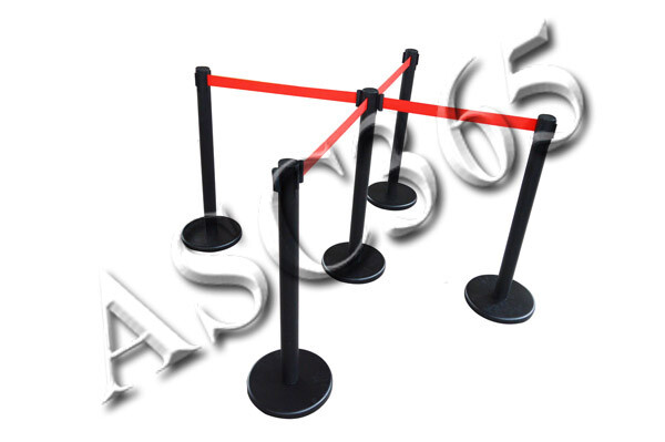 6 Red Belt Stanchion Posts Queue Pole Retractable Crowd Control Barrier New