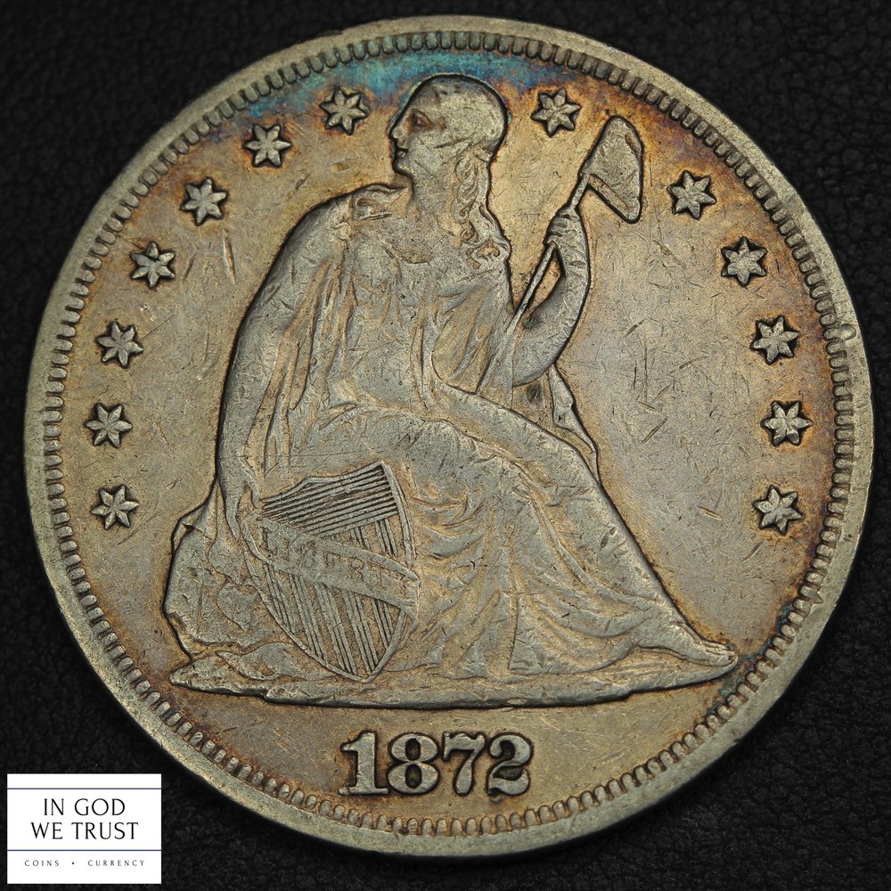 1872 Seated Liberty Silver Dollar $1