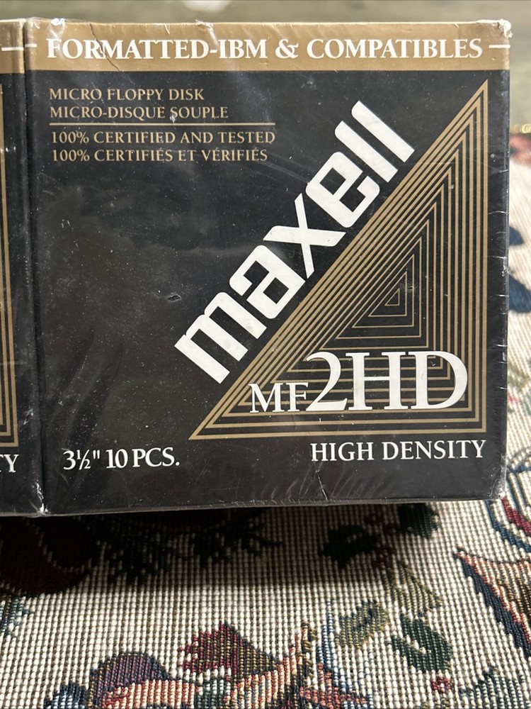 2-Maxell MF2HD 3.5" Micro Floppy Disks High Density Double Sided 10-Pack