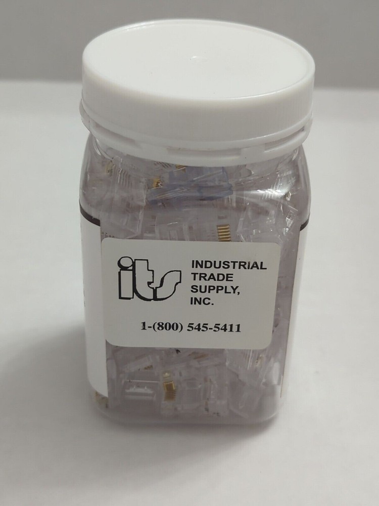 RJ45 Network Cables Modular Plug CAT5e UTP Connector End Pass Through 100 pc Jar