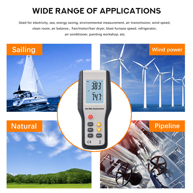 HT-9829 Ultrasonic Anemometer Digital Anemometer Wind Speed Sensor Measuring Kit