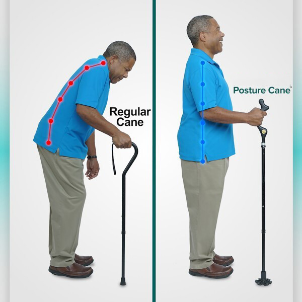 Folding Adjustable Walking Stick Cane 4 Head Pivoting Trusty Base Posture Cane