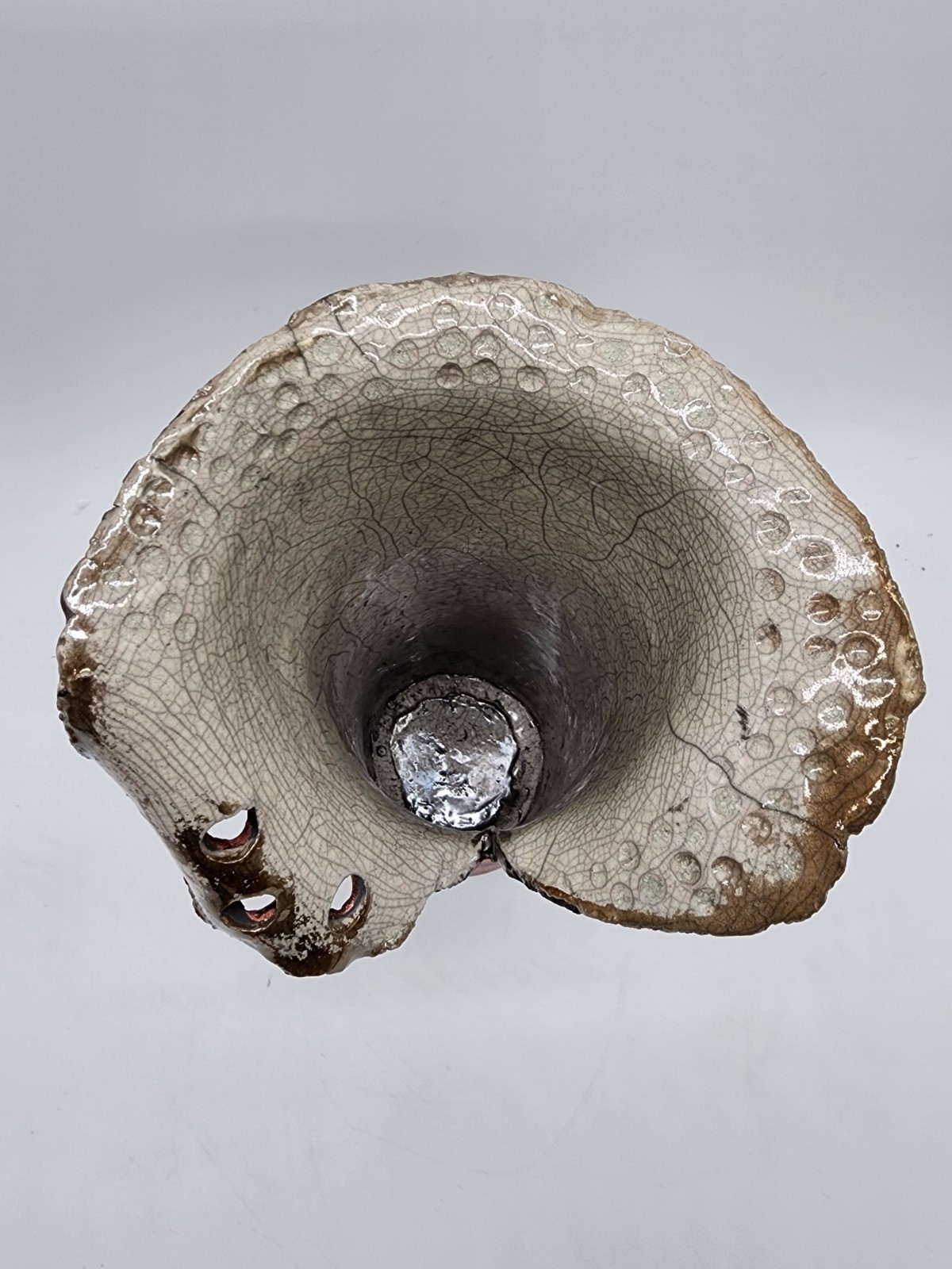 12" Raku Pottery Vase Bronze Crackle Glaze Studio Art Ceramic Sculptural Decor