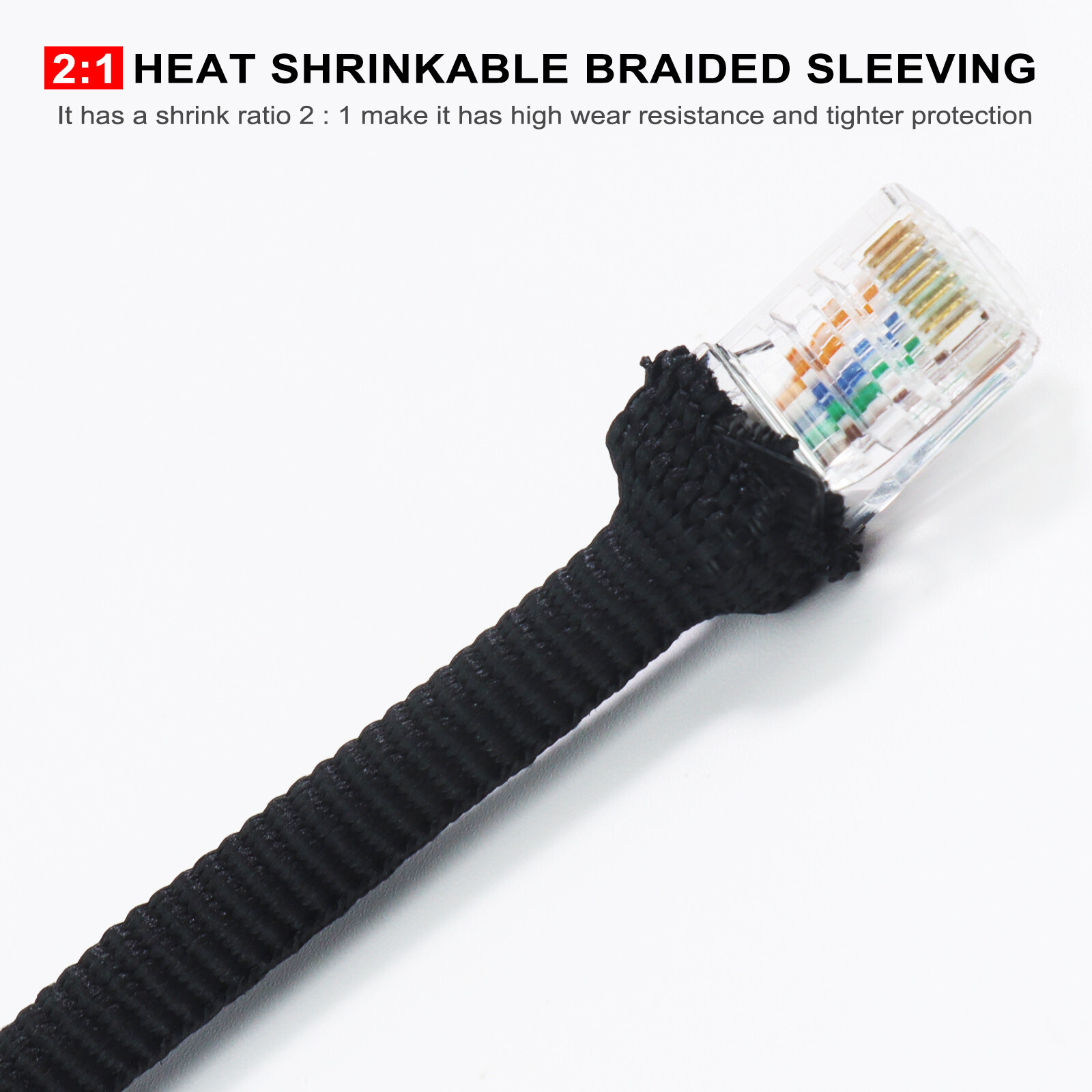 2:1 Braided Heat Shrinkable Sleeving Fabric Cable Wire Harness Abrasion Protect
