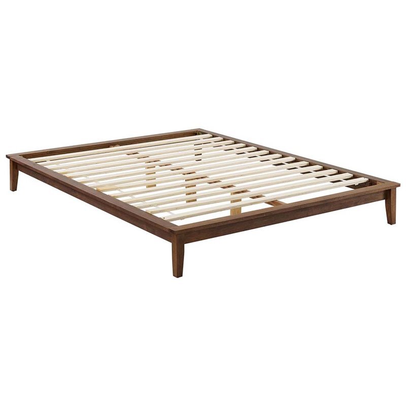 Modway Lodge Queen Modern Solid Wood Platform Bed Frame in Cappuccino