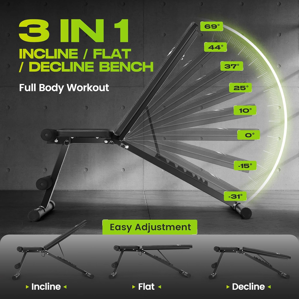 Basic Weight Bench for Home Gym, 660LBS Fast Foldable Workout Bench Press for Ho
