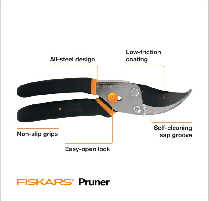 Fiskars Bypass Pruning Shears – 5/8” Cut Capacity, Sharp Rust-Resistant Blade