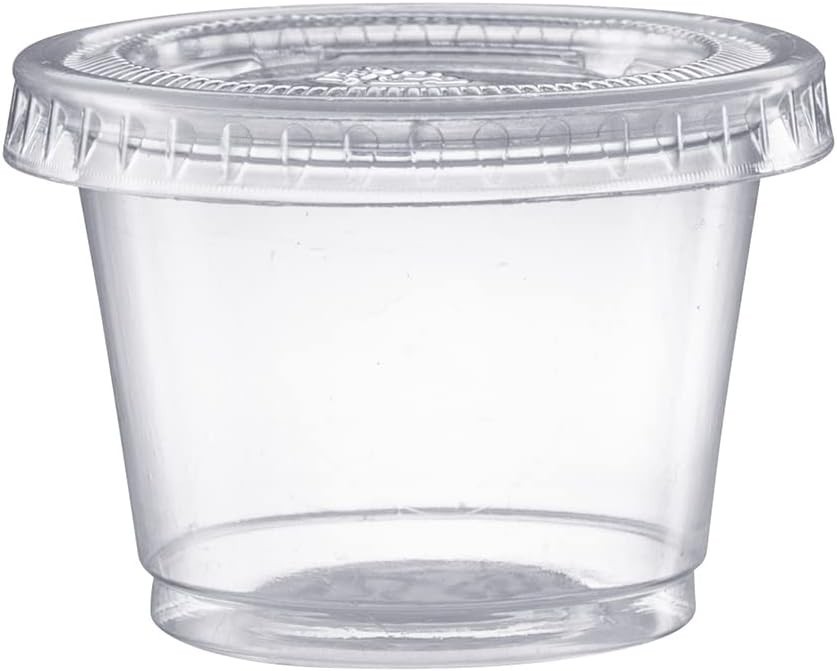 [1 oz. 100 Count Clear Disposable Plastic Portion Cups W/ Lids Small Plastic