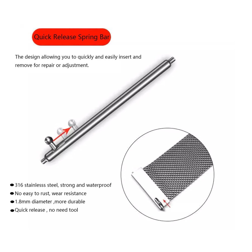 Elifel 21mm Watch Strap Quick Release Spring Bars, 1.8mm Diameter