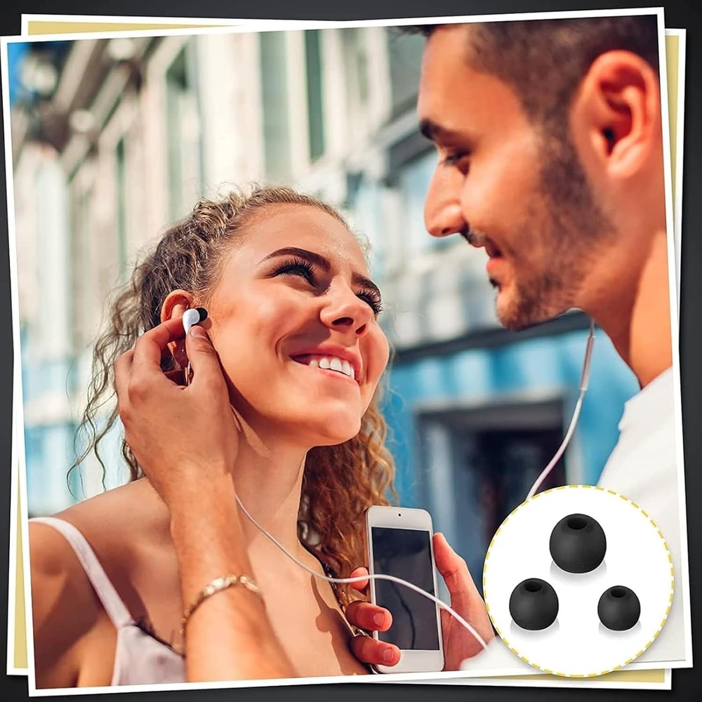 Ear Bud Rubber Tips, 36 Pcs Earbud Replacement Gray red+Black+White