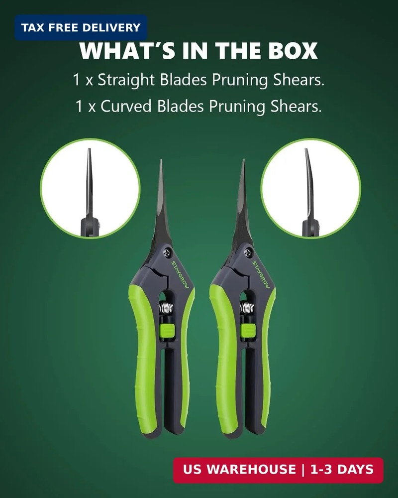 2pcs 6.5" Pruning Shears for Gardening, Ultra Sharp Garden Scissors for Precise