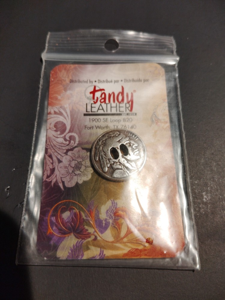Tandy Leather : Buffalo Nickel Slotted Concho. New Old Stock.