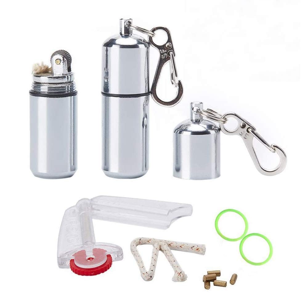2 Pack Keychain Peanut Lighter EDC Mini Waterproof for Small, Silver