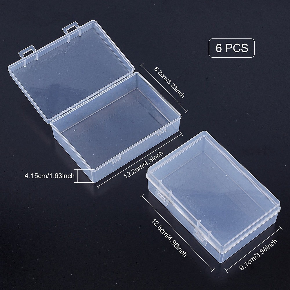 6pcs About 6pcs Clear Rectangle 4.96" Long Transparent Plastic Bead Containers