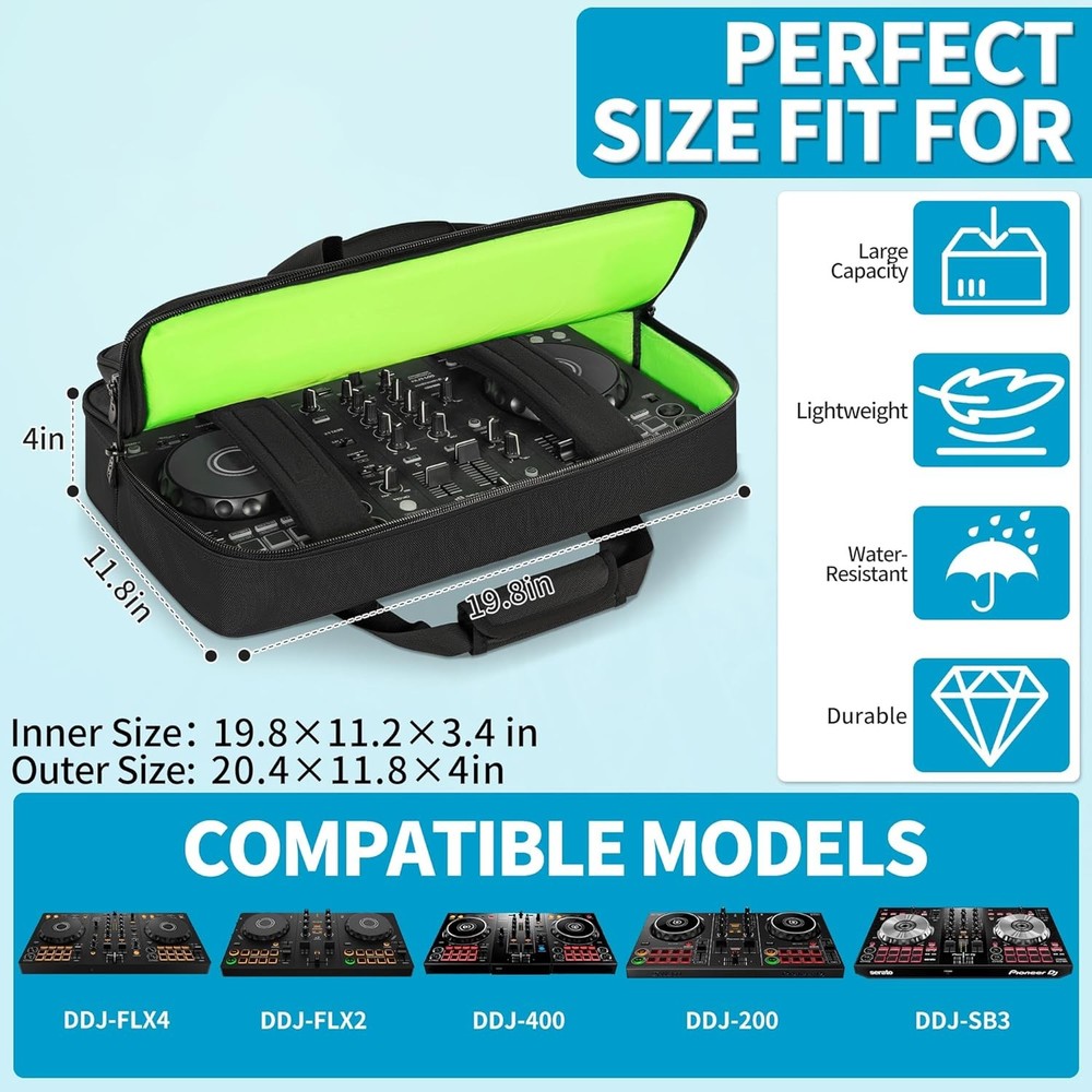 Portable DJ Controller Case Compatible with DDJ-FLX4, SB3, SB2 & More
