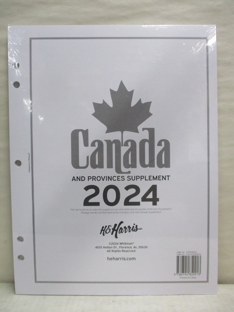 2024 H.E. Harris Canada and Provinces Supplement Album Pages for Canadian Stamps
