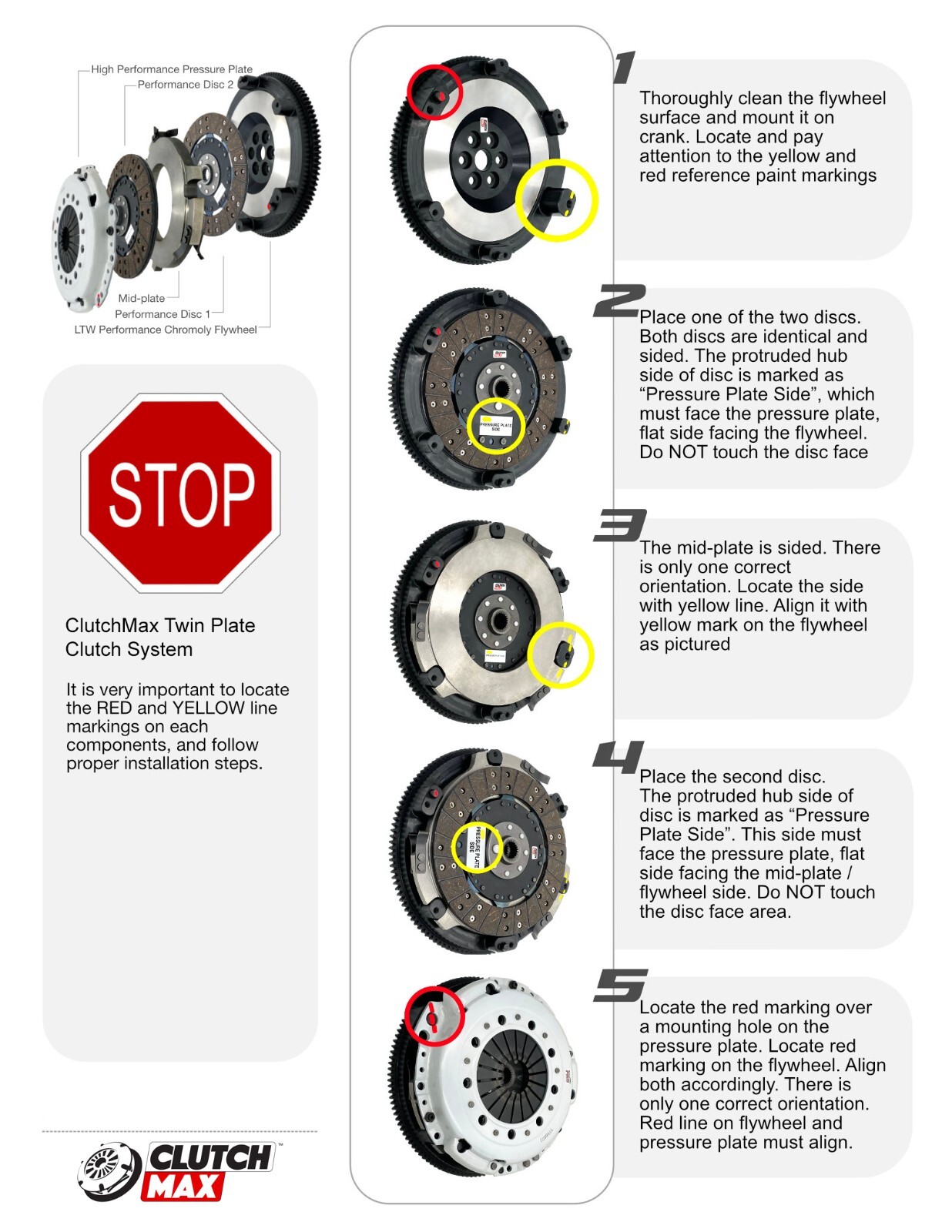 CM TWIN-PLATE CLUTCH FLYWHEEL KIT for S550 2015-2023 FORD MUSTANG ECOBOOST 2.3T