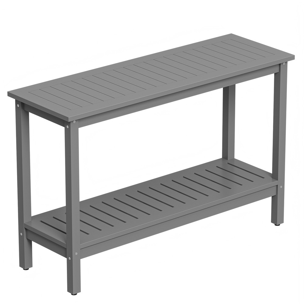48'' Console Sofa Table with Storage Shelves Entry Way Table for Patio Gray