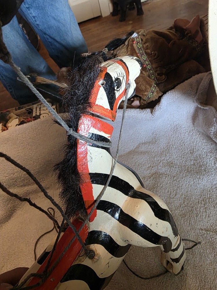 Marionette String Puppet Folk Art Zebra