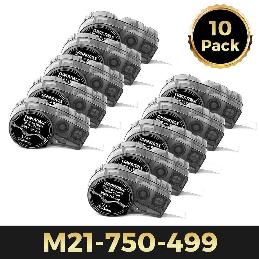 10x Brady M21-750-499 Adhesive Multi-Purpose Nylon Labels Ribbon for M21 Printer