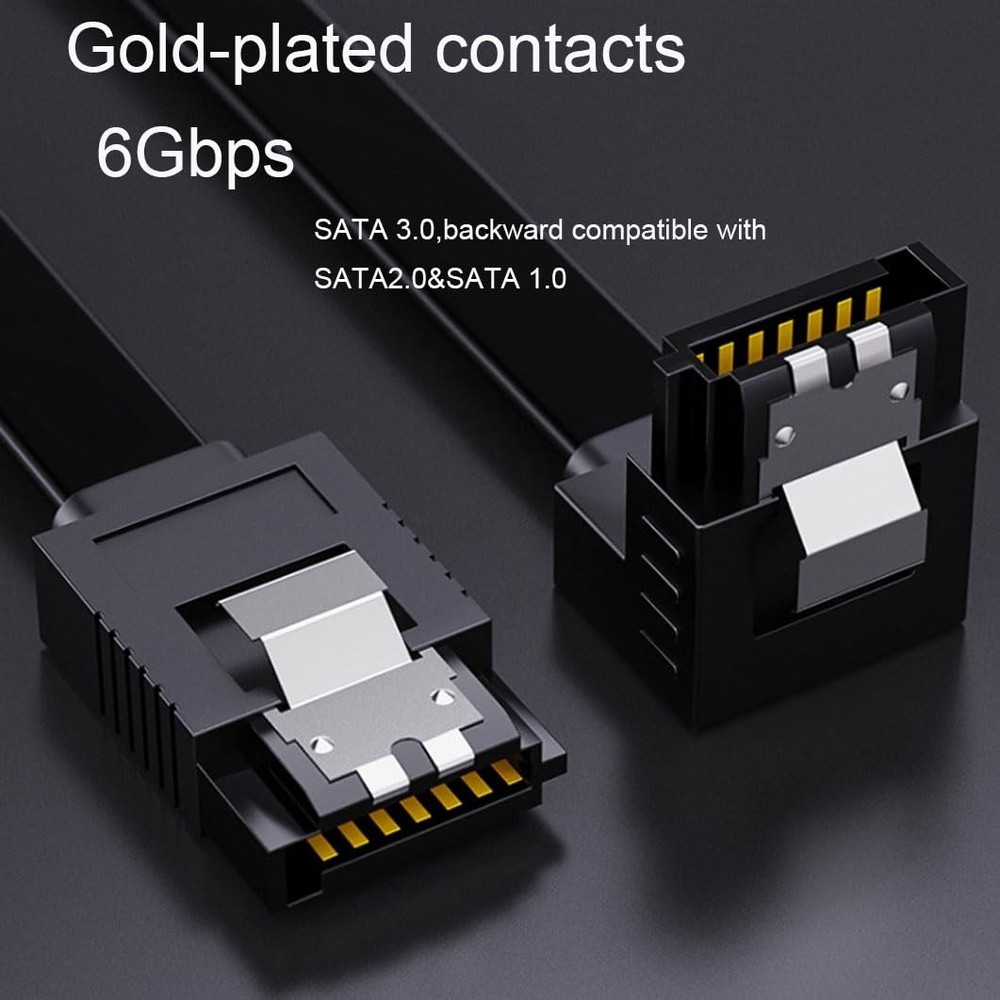 4 Pack SATA III 6Gbps Data Cable with Locking Latch, 2 Right Angle and 2 Stra...
