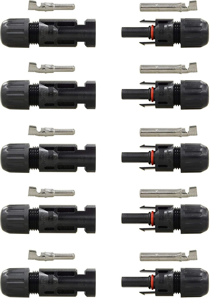 5 Pair Solar Panel Cable Connectors, Black