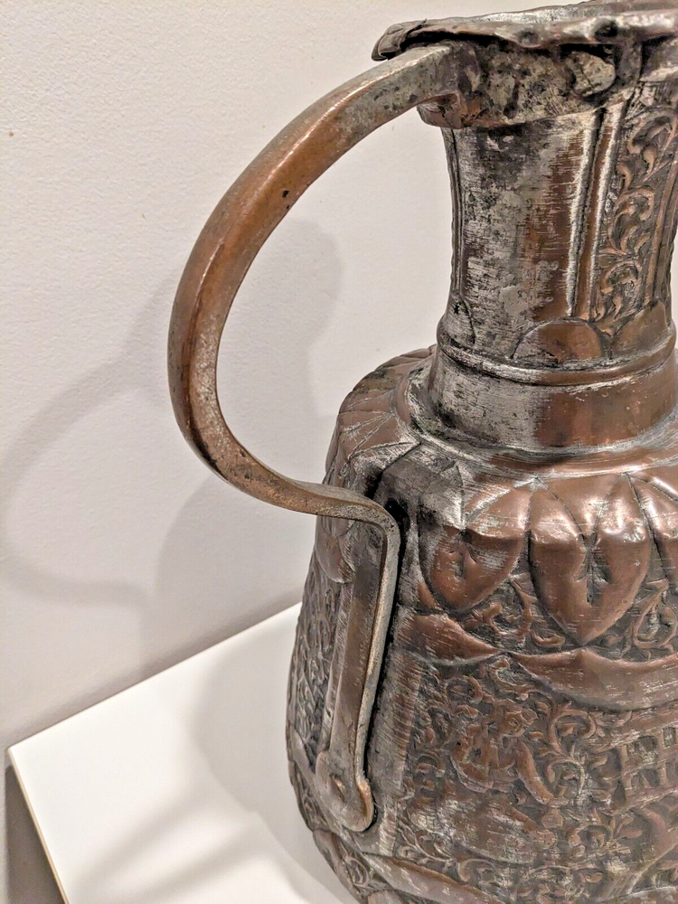 ANTIQUE MIDDLE EASTERN/PERSIAN LARGE TINNED COPPER jug ewer jar